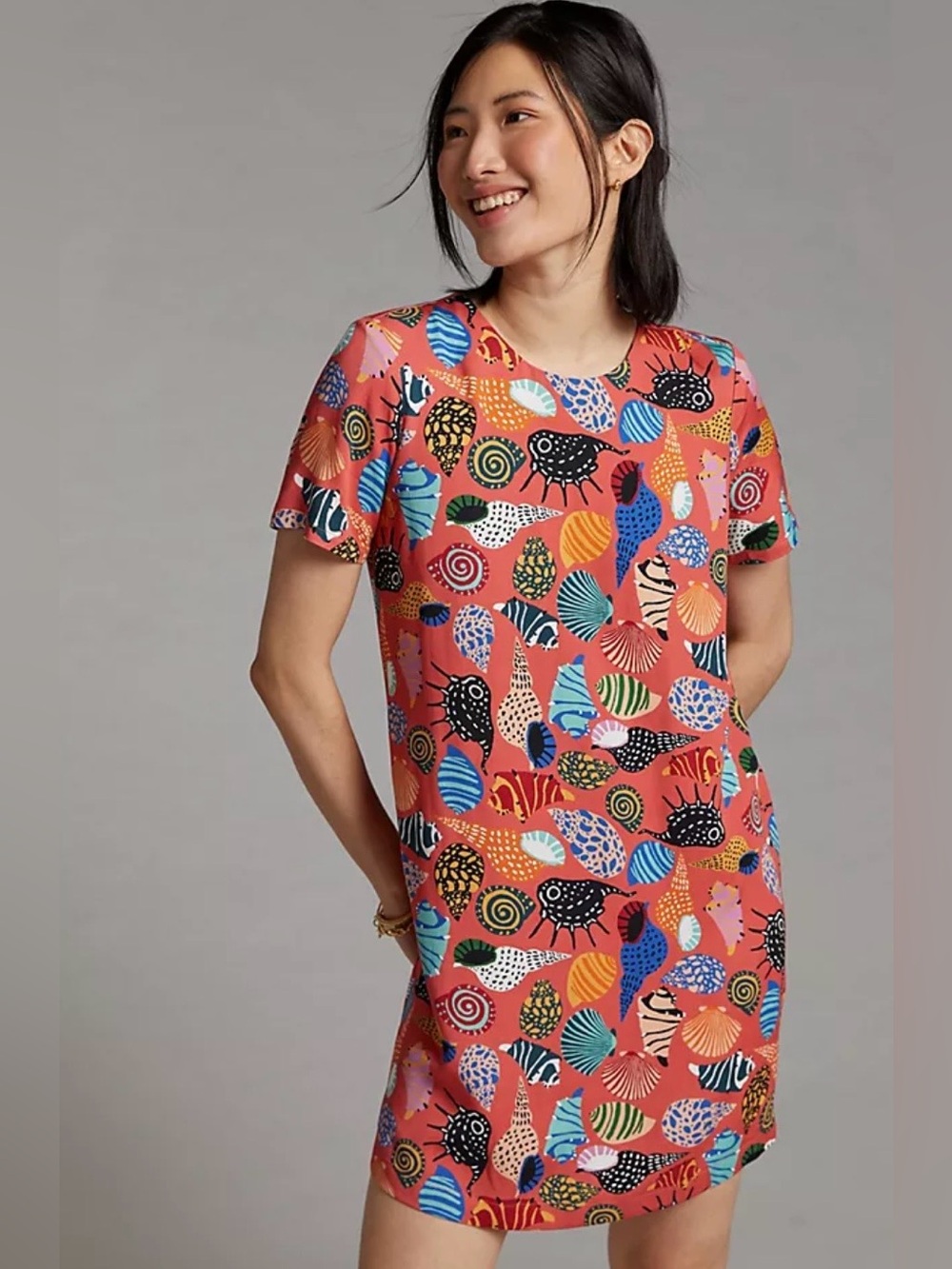 Corey Lynn Calter Anthropologie dress large with seashell print summer large